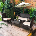 4PCS Patio Furniture Set Rattan Wicker Conversation Set - Bestoutdor