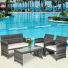 4 Pieces Outdoor Rattan Sofa Set with Cushions and Table - Bestoutdor