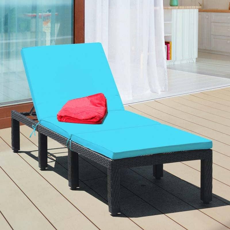 Cushioned Height Adjustable Patio Rattan Lounge Chair - Bestoutdor