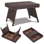 Patio Folding PE Rattan Wicker Table - Bestoutdor