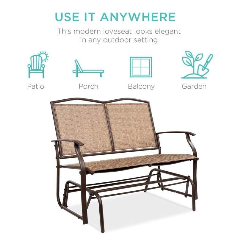 Loveseat Patio Rocking 2 Person Outdoor Bench - Bestoutdor