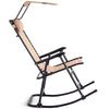 Folding Zero Gravity Rocking Chair Porch Rocker with Shade Canopy Headrest