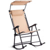 Folding Zero Gravity Rocking Chair Porch Rocker with Shade Canopy Headrest