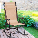 Folding Zero Gravity Rocking Chair Porch Rocker with Shade Canopy Headrest