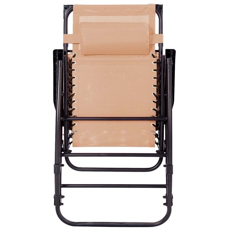 Folding Zero Gravity Rocking Chair Porch Rocker with Shade Canopy Headrest