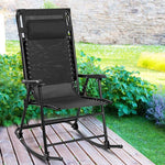 Folding Zero Gravity Rocking Chair Porch Rocker with Shade Canopy Headrest