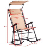 Folding Zero Gravity Rocking Chair Porch Rocker with Shade Canopy Headrest