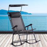 Folding Zero Gravity Rocking Chair Porch Rocker with Shade Canopy Headrest