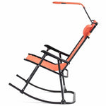 Folding Zero Gravity Rocking Chair Porch Rocker with Shade Canopy Headrest