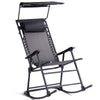 Folding Zero Gravity Rocking Chair Porch Rocker with Shade Canopy Headrest