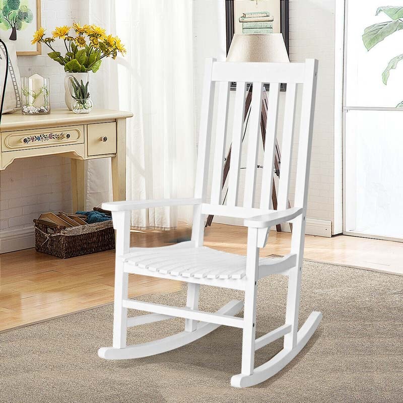 Outdoor Wooden High Back Rocking Chair - Bestoutdor