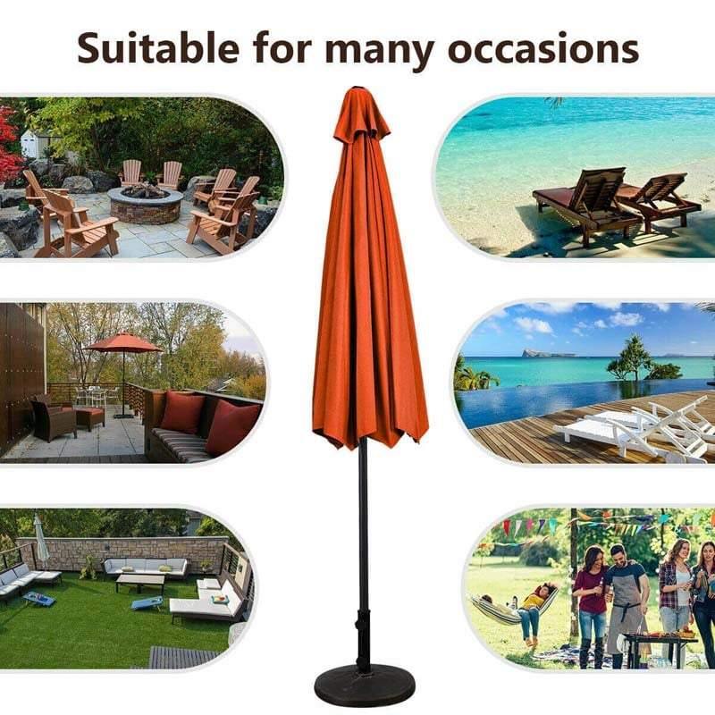 10FT Patio Umbrella  6 Ribs Tilt Crank  Outdoor Umbrella - Beige - Bestoutdor