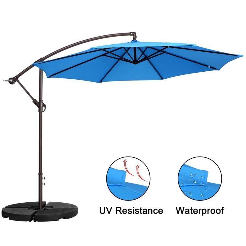 10 ft Aluminum Cantilever Hanging Patio Umbrella - Beige - Bestoutdor