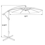 10 ft Aluminum Cantilever Hanging Patio Umbrella - Beige - Bestoutdor