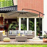 10 ft Aluminum Cantilever Hanging Patio Umbrella - Beige - Bestoutdor