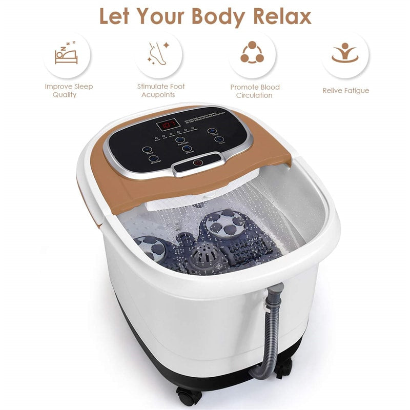 Portable Foot Spa Bath Motorized Massager with Heat Function Water Shower Shiatsu Massage Balls Time & Temper Control