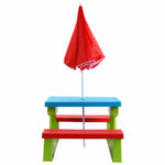 4 Seat Kids Picnic Table Bench Set Children Folding Bench Table with Removable Umbrella for Indoor Outdoor Garden Yard