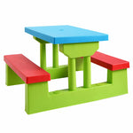 4 Seat Kids Picnic Table Bench Set Children Folding Bench Table with Removable Umbrella for Indoor Outdoor Garden Yard