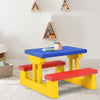 4 Seat Kids Picnic Table Bench Set Children Folding Bench Table with Removable Umbrella for Indoor Outdoor Garden Yard