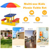 4 Seat Kids Picnic Table Bench Set Children Folding Bench Table with Removable Umbrella for Indoor Outdoor Garden Yard