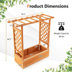 Raised Garden Bed Wood Planter Box with Side Trellis & Hanging Roof for Climbing Plants Vines