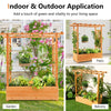 Raised Garden Bed Wood Planter Box with Side Trellis & Hanging Roof for Climbing Plants Vines