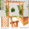 Raised Garden Bed Wood Planter Box with Side Trellis & Hanging Roof for Climbing Plants Vines