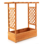 Raised Garden Bed Wood Planter Box with Side Trellis & Hanging Roof for Climbing Plants Vines