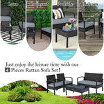 4PC Patio Rattan Wicker Sofa Set - Bestoutdor