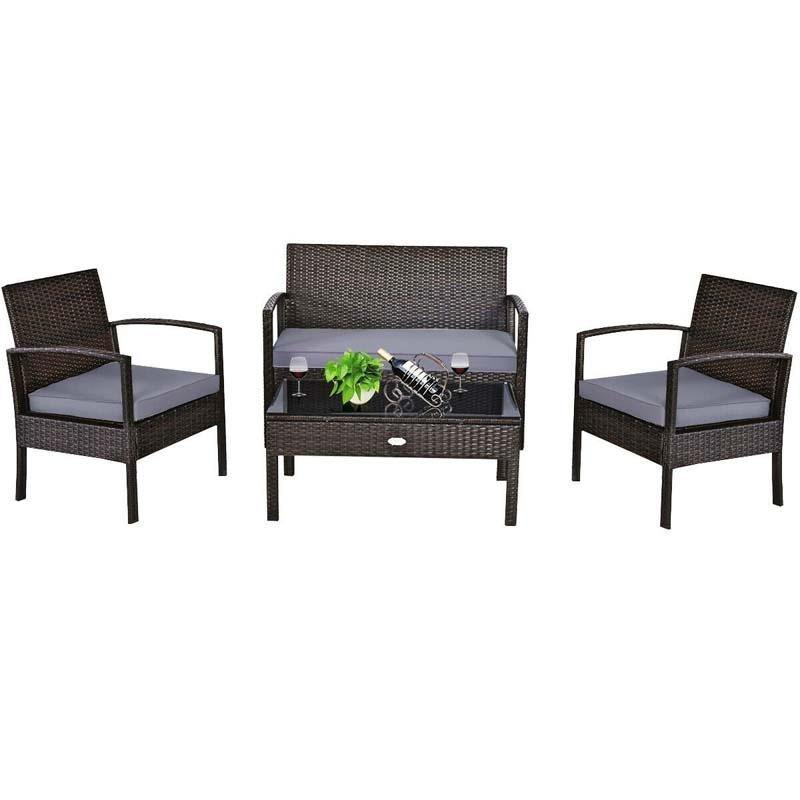 4PC Patio Rattan Wicker Sofa Set - Bestoutdor