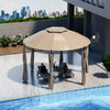 11.5' Round Patio Gazebo Heavy Duty Outdoor 2-Tier Dome Gazebo with Removable Side Curtains & Double Roof