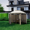 11.5' Round Patio Gazebo Heavy Duty Outdoor 2-Tier Dome Gazebo with Removable Side Curtains & Double Roof