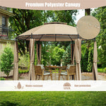 11.5' Round Patio Gazebo Heavy Duty Outdoor 2-Tier Dome Gazebo with Removable Side Curtains & Double Roof