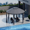 11.5' Round Patio Gazebo Heavy Duty Outdoor 2-Tier Dome Gazebo with Removable Side Curtains & Double Roof