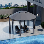 11.5' Round Patio Gazebo Heavy Duty Outdoor 2-Tier Dome Gazebo with Removable Side Curtains & Double Roof