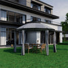 11.5' Round Patio Gazebo Heavy Duty Outdoor 2-Tier Dome Gazebo with Removable Side Curtains & Double Roof