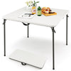 34" Square Folding Card Table Portable HDPE Outdoor Picnic Dining Table with Metal Frame & Carry Straps