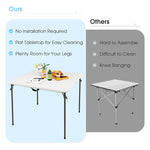 34" Square Folding Card Table Portable HDPE Outdoor Picnic Dining Table with Metal Frame & Carry Straps