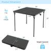 34" Square Folding Card Table Portable HDPE Outdoor Picnic Dining Table with Metal Frame & Carry Straps