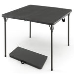 34" Square Folding Card Table Portable HDPE Outdoor Picnic Dining Table with Metal Frame & Carry Straps