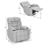 Swivel Rocker Recliner Massage Chair Leather Glider Massage Recliner with Heating & Remote Control