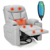 Swivel Rocker Recliner Massage Chair Leather Glider Massage Recliner with Heating & Remote Control