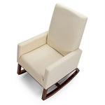 High Back Upholstered Rocking Chair Modern Fabric Nursery Glider Rocker with Wood Base & Side Pocket