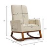 High Back Upholstered Rocking Chair Modern Fabric Nursery Glider Rocker with Wood Base & Side Pocket