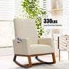 High Back Upholstered Rocking Chair Modern Fabric Nursery Glider Rocker with Wood Base & Side Pocket