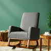 High Back Upholstered Rocking Chair Modern Fabric Nursery Glider Rocker with Wood Base & Side Pocket