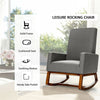 High Back Upholstered Rocking Chair Modern Fabric Nursery Glider Rocker with Wood Base & Side Pocket