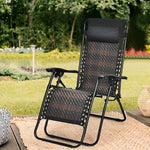 Folding Patio Rattan Zero Gravity Lounge Chair Recliner