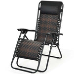 Folding Patio Rattan Zero Gravity Lounge Chair Recliner