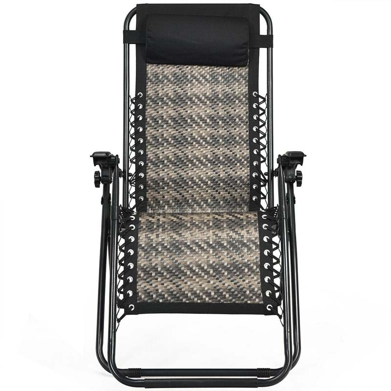 Folding Patio Rattan Zero Gravity Lounge Chair Recliner